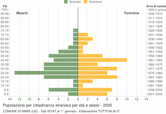 Grafico cittadini stranieri - Nimis 2005