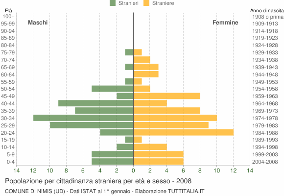 Grafico cittadini stranieri - Nimis 2008