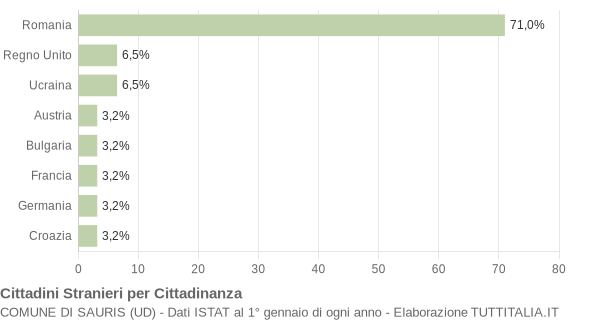 Grafico cittadinanza stranieri - Sauris 2009