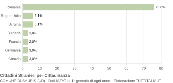 Grafico cittadinanza stranieri - Sauris 2010