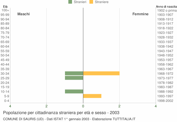 Grafico cittadini stranieri - Sauris 2003