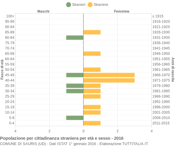 Grafico cittadini stranieri - Sauris 2016