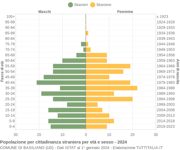 Grafico cittadini stranieri - Basiliano 2024