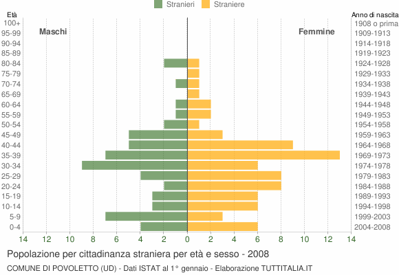 Grafico cittadini stranieri - Povoletto 2008