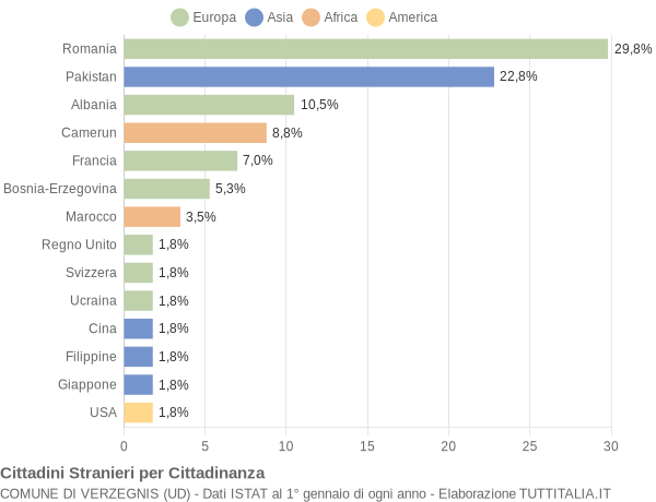 Grafico cittadinanza stranieri - Verzegnis 2019