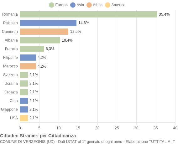 Grafico cittadinanza stranieri - Verzegnis 2020