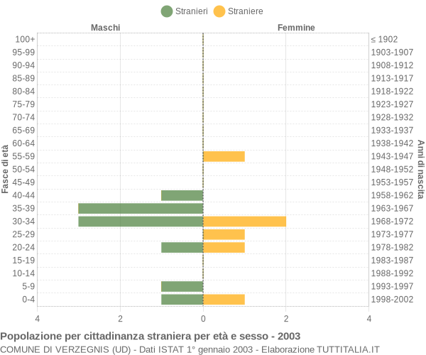 Grafico cittadini stranieri - Verzegnis 2003