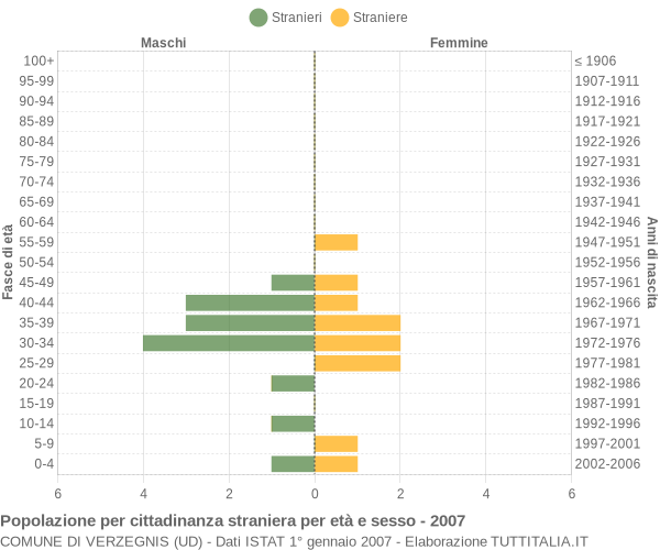 Grafico cittadini stranieri - Verzegnis 2007