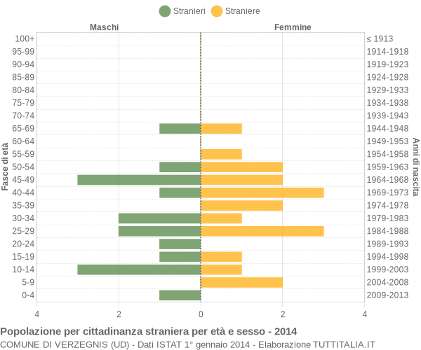 Grafico cittadini stranieri - Verzegnis 2014