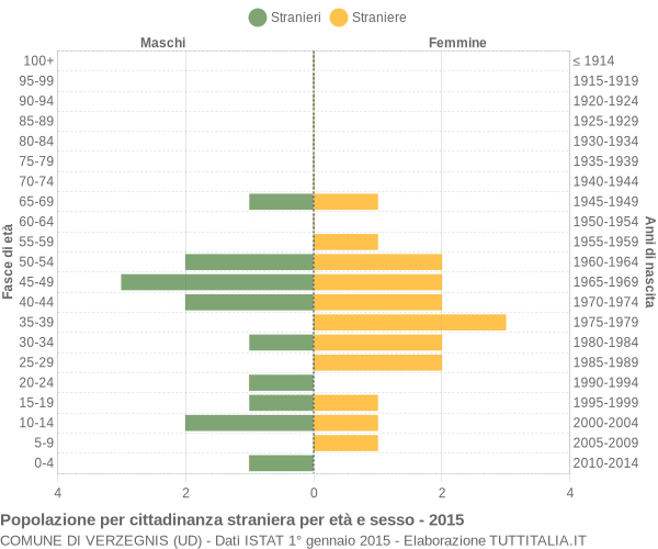 Grafico cittadini stranieri - Verzegnis 2015