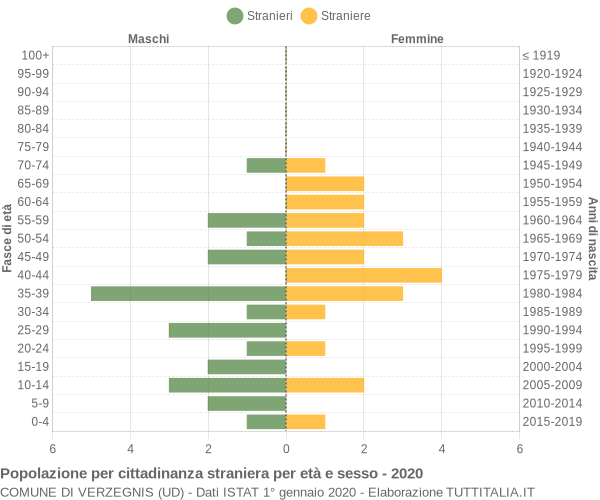 Grafico cittadini stranieri - Verzegnis 2020