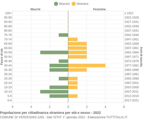 Grafico cittadini stranieri - Verzegnis 2022