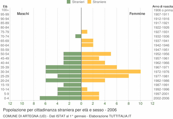 Grafico cittadini stranieri - Artegna 2006