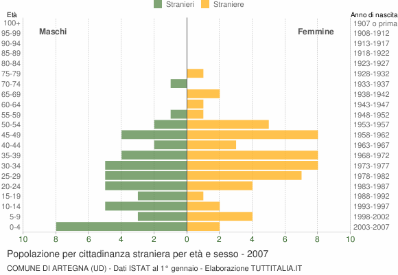 Grafico cittadini stranieri - Artegna 2007