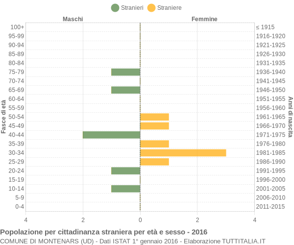 Grafico cittadini stranieri - Montenars 2016