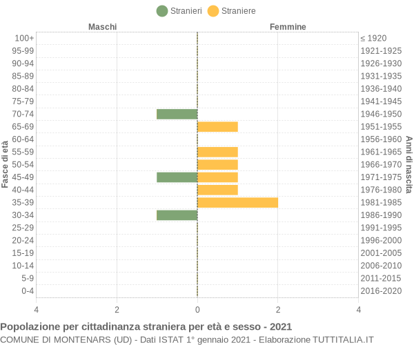 Grafico cittadini stranieri - Montenars 2021