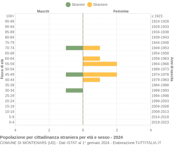 Grafico cittadini stranieri - Montenars 2024