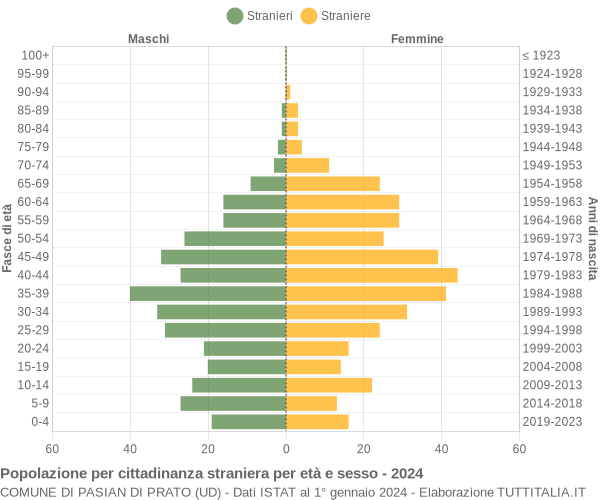 Grafico cittadini stranieri - Pasian di Prato 2024