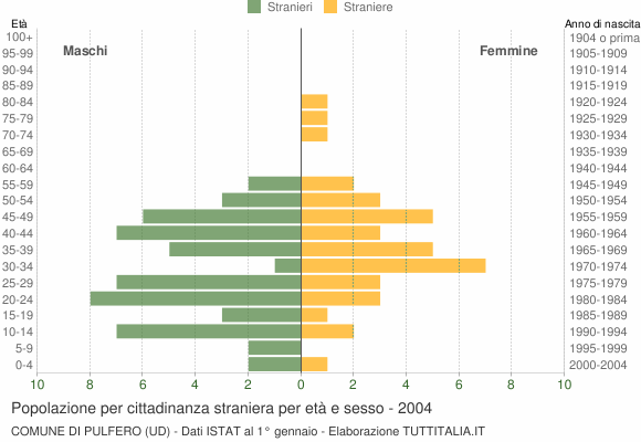 Grafico cittadini stranieri - Pulfero 2004