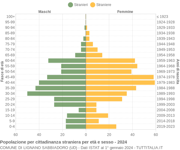 Grafico cittadini stranieri - Lignano Sabbiadoro 2024