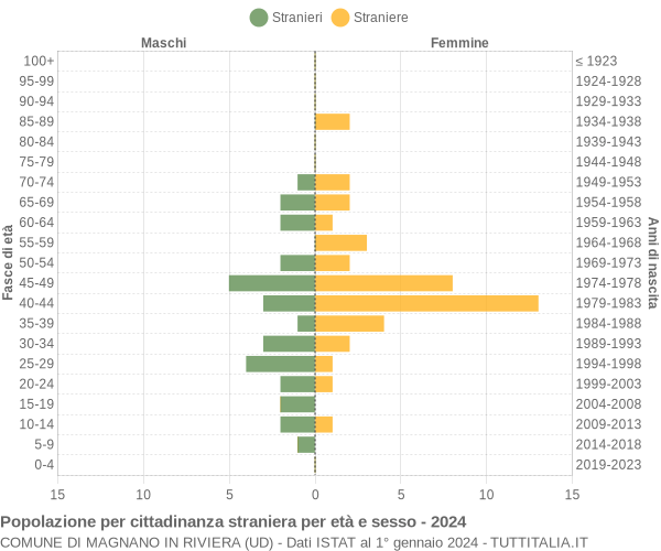 Grafico cittadini stranieri - Magnano in Riviera 2024