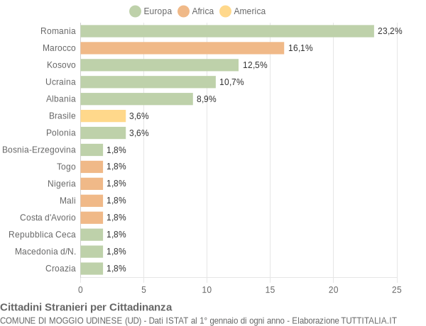 Grafico cittadinanza stranieri - Moggio Udinese 2019