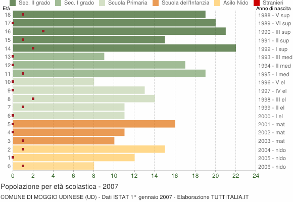 Grafico Popolazione in età scolastica - Moggio Udinese 2007