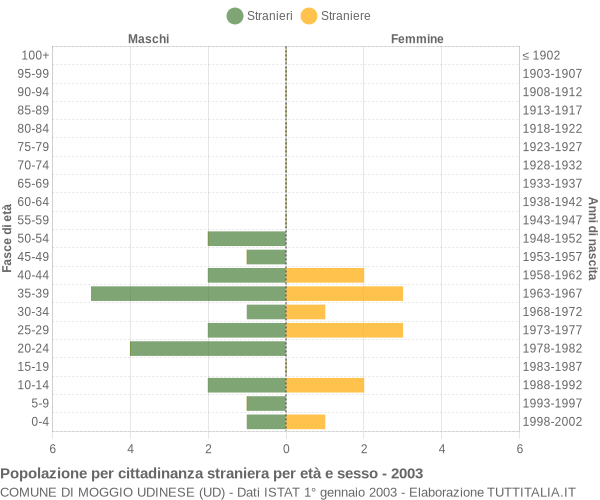 Grafico cittadini stranieri - Moggio Udinese 2003