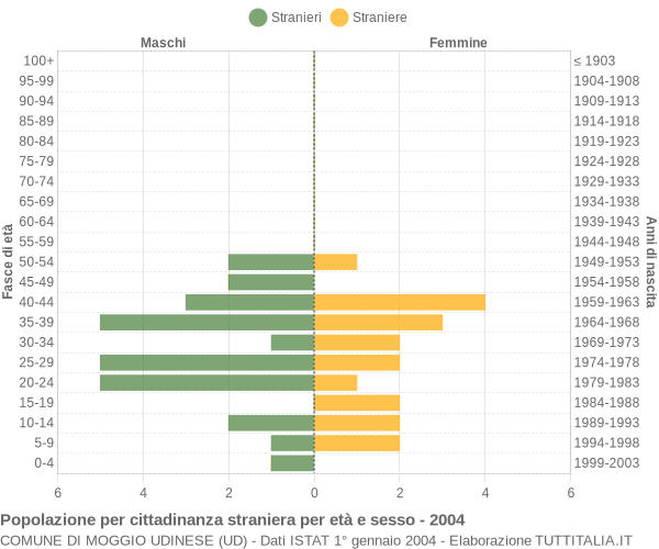 Grafico cittadini stranieri - Moggio Udinese 2004