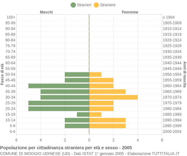 Grafico cittadini stranieri - Moggio Udinese 2005