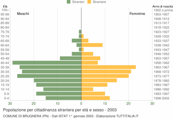 Grafico cittadini stranieri - Brugnera 2003