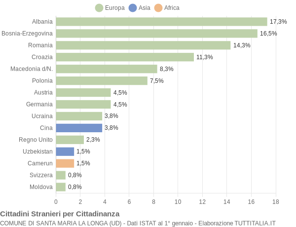 Grafico cittadinanza stranieri - Santa Maria la Longa 2005