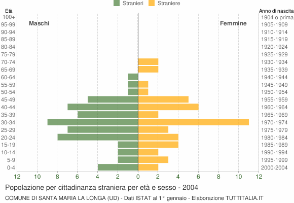 Grafico cittadini stranieri - Santa Maria la Longa 2004