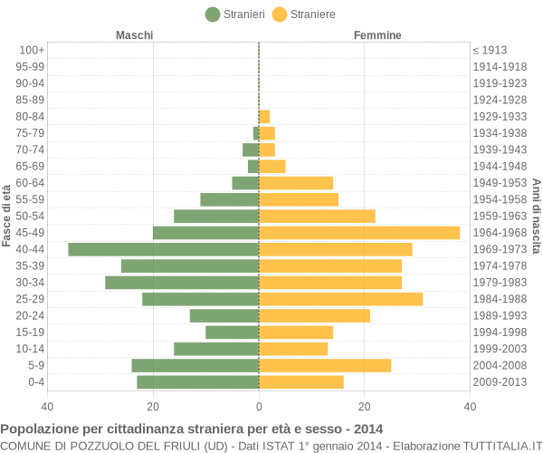 Grafico cittadini stranieri - Pozzuolo del Friuli 2014