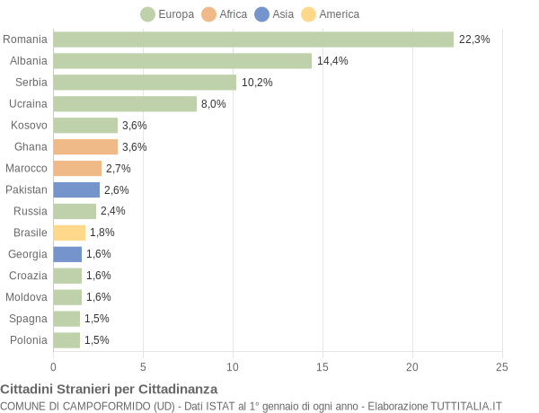 Grafico cittadinanza stranieri - Campoformido 2021