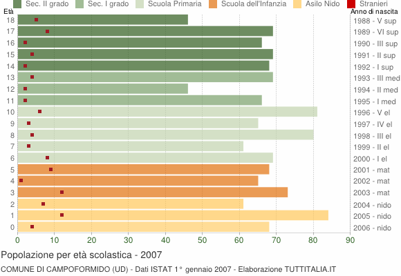 Grafico Popolazione in età scolastica - Campoformido 2007