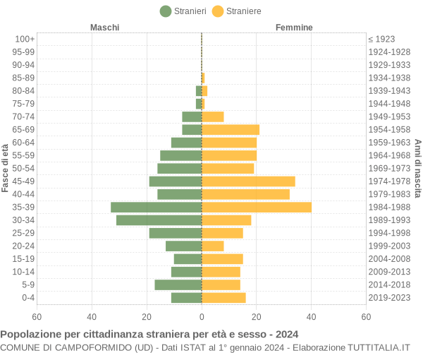 Grafico cittadini stranieri - Campoformido 2024