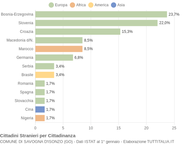 Grafico cittadinanza stranieri - Savogna d'Isonzo 2011