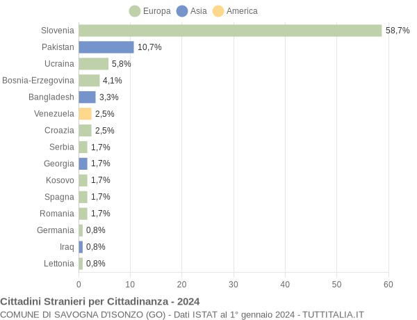 Grafico cittadinanza stranieri - Savogna d'Isonzo 2024