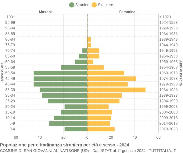 Grafico cittadini stranieri - San Giovanni al Natisone 2024