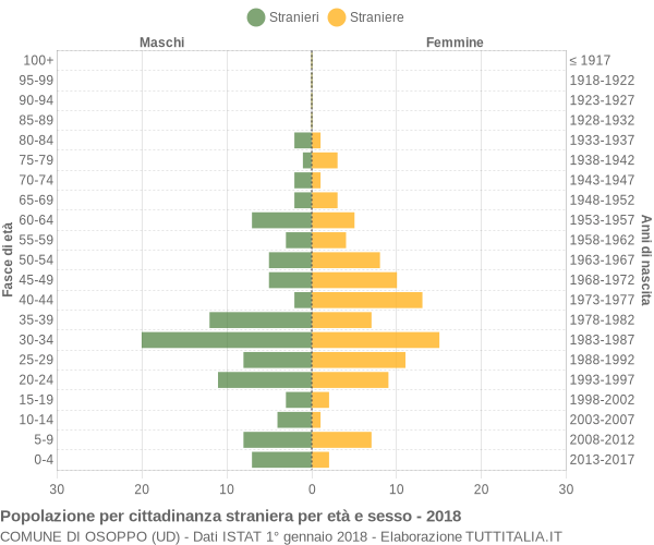 Grafico cittadini stranieri - Osoppo 2018