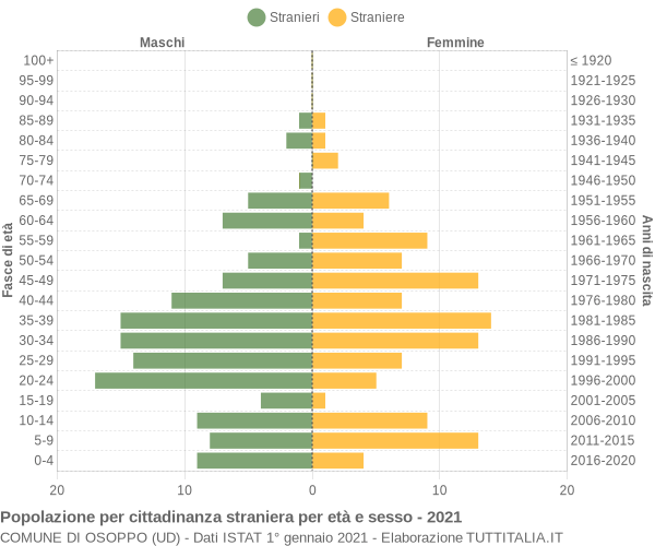 Grafico cittadini stranieri - Osoppo 2021