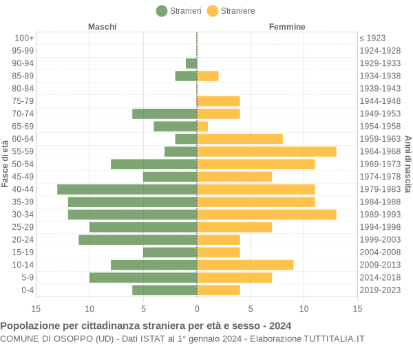 Grafico cittadini stranieri - Osoppo 2024