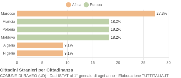 Grafico cittadinanza stranieri - Raveo 2006