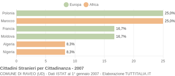 Grafico cittadinanza stranieri - Raveo 2007