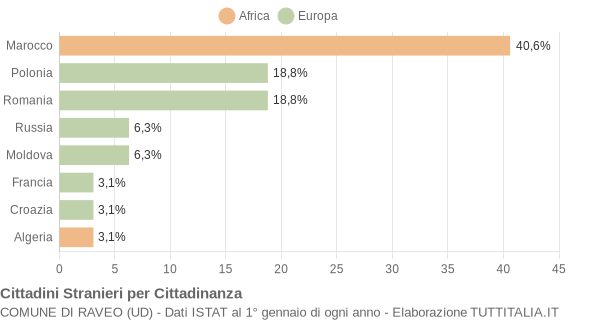 Grafico cittadinanza stranieri - Raveo 2011