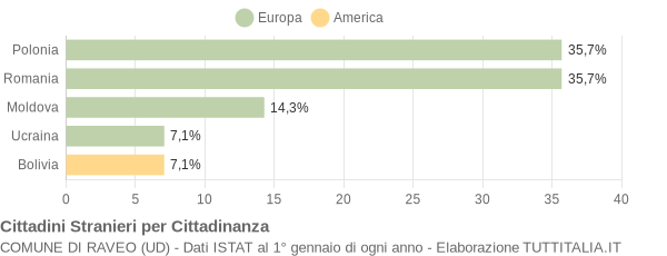 Grafico cittadinanza stranieri - Raveo 2021