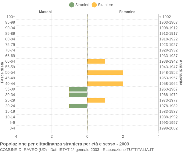 Grafico cittadini stranieri - Raveo 2003