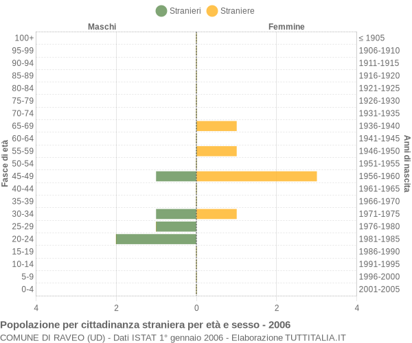 Grafico cittadini stranieri - Raveo 2006