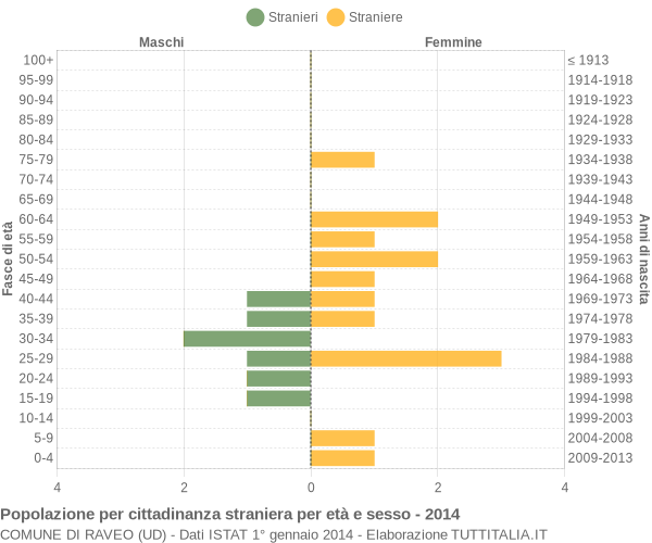 Grafico cittadini stranieri - Raveo 2014